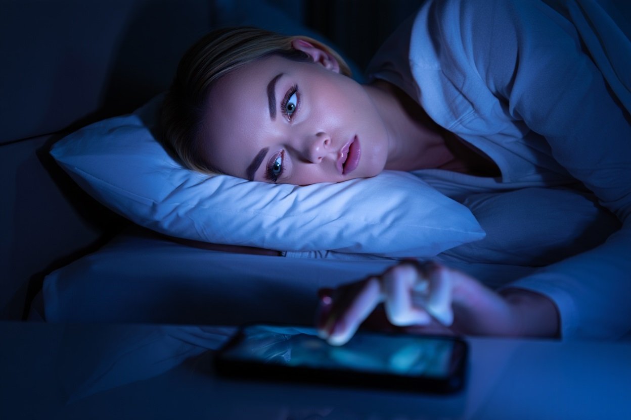 Девушка лежит в темноте и не может уснуть